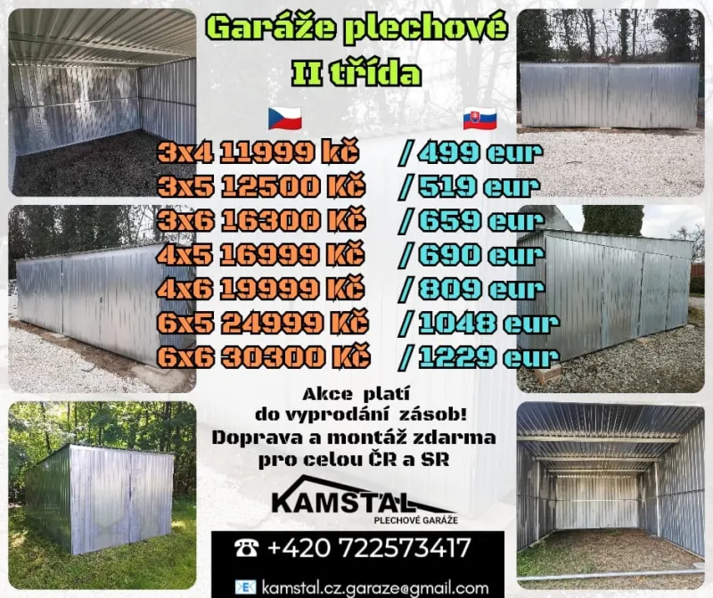 Garáž 3x4, 3x5, 6x5, 4x6, 6x6, a jíné, sklad, bunka, bouda